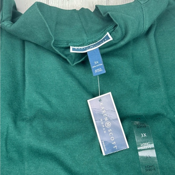 NWT 3XL Karen Scott Woman Long Sleeves Solid Green Plus Size - Picture 6 of 6